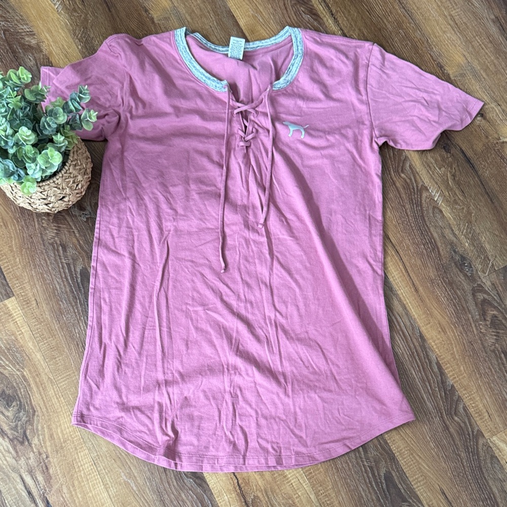 PINK Victoria's Secret Mauve Lace-Up Pajama Top
